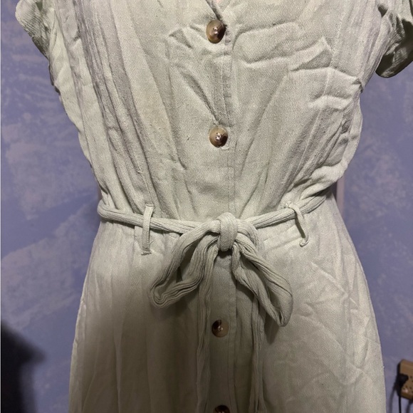 Suzy Shier Light Green Maxi Dress with Buttons and tie waist large - Picture 5 of 13